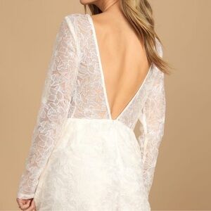 Lulus My Clarity Ivory Mesh Floral Embroidered Romper Bridal Size Medium Lace